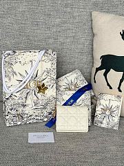 Fortok Dior Lady Mini Wallet In White Cannage Lambskin 11x9cm - 1
