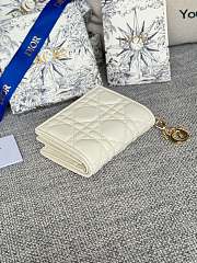 Fortok Dior Lady Mini Wallet In White Cannage Lambskin 11x9cm - 2