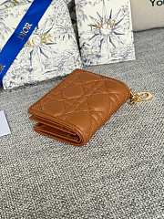 Fortok Dior Lady Mini Wallet In Brown Cannage Lambskin 11x9cm - 5