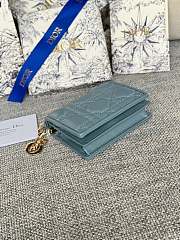 Fortok Dior Lady Mini Wallet In Blue Cannage Lambskin 11x9cm - 5