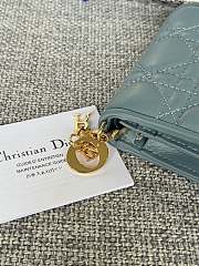 Fortok Dior Lady Mini Wallet In Blue Cannage Lambskin 11x9cm - 2
