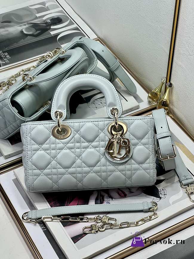 Fortok Dior Lady D-Joy Bag Light Blue 22.5cm  - 1