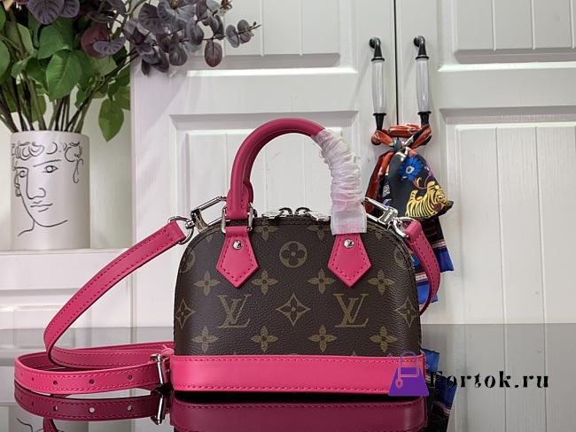 Fortok Louis Vuitton Nano Alma Bag Brown and Pink M82717 18x12x8cm - 1