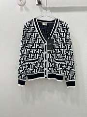 Fortok Fendi FF Motif V-Neck Cardigan Black & White  - 1