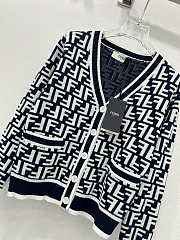 Fortok Fendi FF Motif V-Neck Cardigan Black & White  - 2