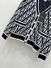 Fortok Fendi FF Motif V-Neck Cardigan Black & White  - 6