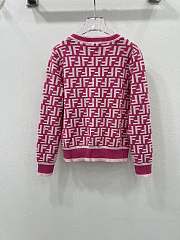  Fortok Fendi FF Motif V-Neck Cardigan Pink & White - 2