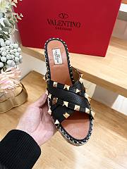 Fortok Valentino Garavani Lace-up Wedge Sandals Black - 4