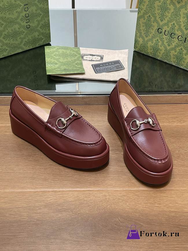 Fortok Gucci Horsebit Platform Loafer Burgundy - 1