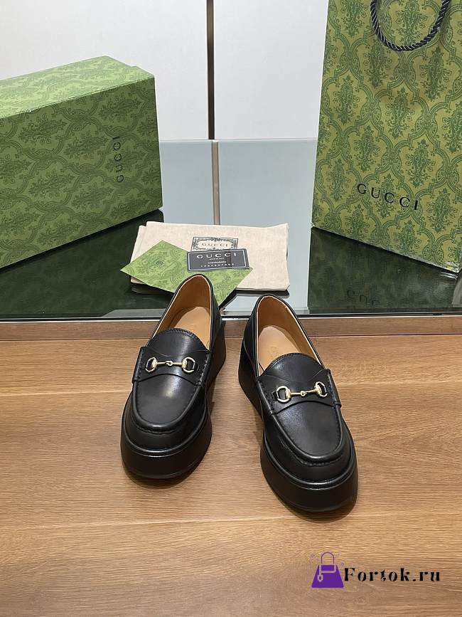 Fortok Gucci Horsebit Platform Loafer Black - 1