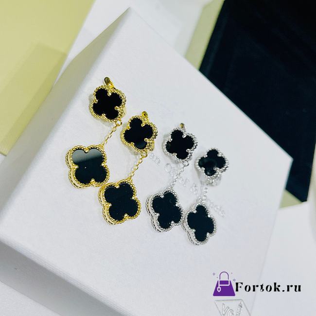 Fortok Van Cleef & Arpels Double Four-leaf Clover Black in Gold/Silver - 1
