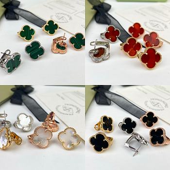 Fortok Van Cleef & Arpels Four-leaf Clover Earrings Multicolor