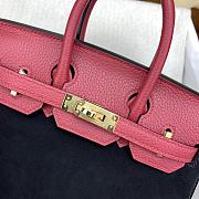 Fortok Hermes Birkin Black Suede Red Togo Bag 20cm - 5