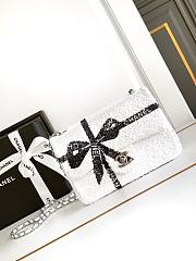 Fortok Chanel 24B White Grid Sequin Bag 20x13x6cm - 1