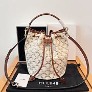 Fortok Celine Clara Bag In Triomphe Canvas And Calfskin Tan & White 20x24x20cm - 1