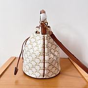 Fortok Celine Clara Bag In Triomphe Canvas And Calfskin Tan & White 20x24x20cm - 6
