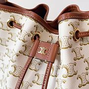 Fortok Celine Clara Bag In Triomphe Canvas And Calfskin Tan & White 20x24x20cm - 4