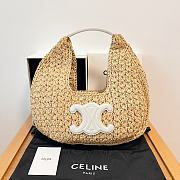 Fortok Celine Classic Panier Hobo Bag In Raffia and Calfskin White 33x16x4cm - 1