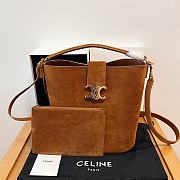 Fortok Celine Louise Cowhide Suede Bucket Bag 24x25x16cm - 1