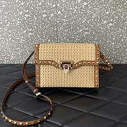 Fortok Valentino Raffia And Leather Crossbody Bag 22.5x15.5x6cm - 1