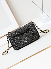 Fortok Chanel 24B Shiny Black Silver Diamond Flap Bag 20cm - 5