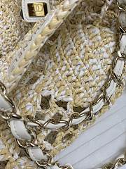 Fortok Chanel Small Tote Bag Raffia Effect Braided & Gold-Tone Metal Beige 24.5x32x10cm - 6