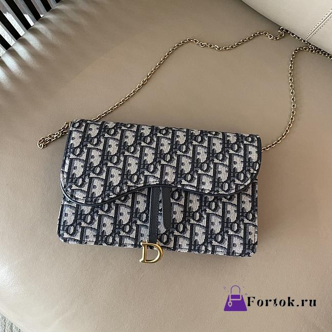FortoK Dior Pochette Saddle Toile Jacquard Dior Oblique Blue 22cm - 1