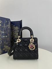 Fortok Dior Dioramour Mini Lady Dior Bag Black Cannage Lambskin 20x8x17cm - 1