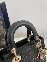 Fortok Dior Dioramour Mini Lady Dior Bag Black Cannage Lambskin 20x8x17cm - 3