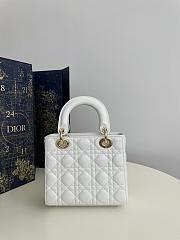 Fortok Dior Dioramour Mini Lady Dior Bag White Cannage Lambskin 20x8x17cm - 6
