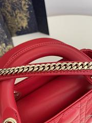 Fortok Dior Dioramour Mini Lady Dior Bag Red Cannage Lambskin 20x8x17cm - 6