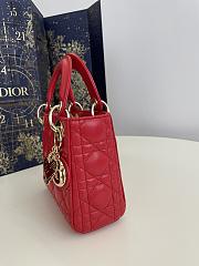 Fortok Dior Dioramour Mini Lady Dior Bag Red Cannage Lambskin 20x8x17cm - 3