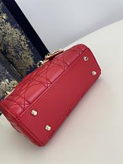Fortok Dior Dioramour Mini Lady Dior Bag Red Cannage Lambskin 20x8x17cm - 2