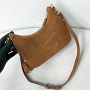 Fortok Prada Hobo Suede Bag Brown 1BC204 22x18x6cm - 2