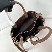 Fortok Prada Buckle Suede Drawstring Leather Handbag Brown 1BA434 32x23x11cm - 4