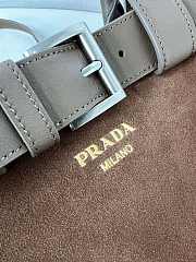 Fortok Prada Buckle Suede Drawstring Leather Handbag Brown 1BA434 32x23x11cm - 3