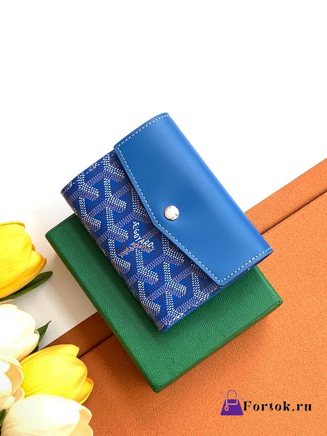 Fortok Goyard Tri-fold Short Wallet Blue 12×2.5×9.3cm - 1