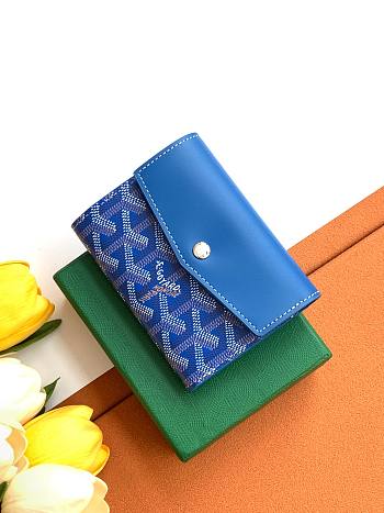 Fortok Goyard Tri-fold Short Wallet Blue 12×2.5×9.3cm