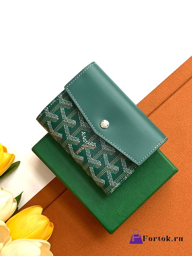 Fortok Goyard Tri-fold Short Wallet Green 12×2.5×9.3cm - 1