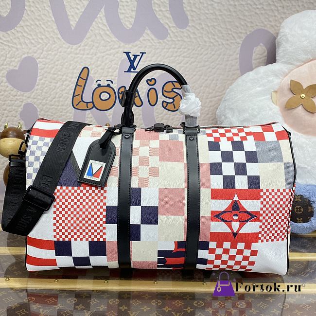 Fortok Louis Vuitton Keepall Bandoulière 50 Bag Red/Blue M11674 50x29x23cm - 1