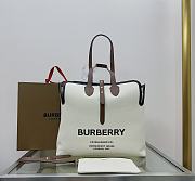 Fortok Burberry Black Medium Soft Canvas & Leather Belt Tote Bag 35x15x31cm - 1