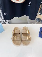 Fortok Prada Beige Suede Double-Buckle Sandals  - 1