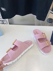 Fortok Prada Pink Suede Double-Buckle Sandals - 5