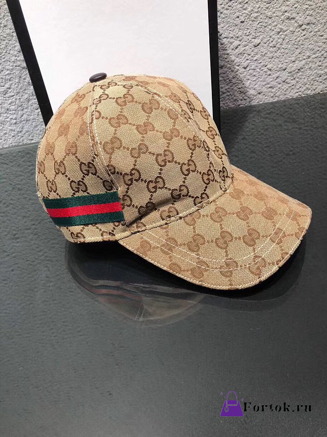 Fortok Gucci Original GG Canvas Baseball Cap With Web Beige / Black - 1