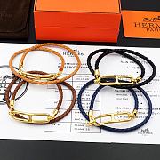 Fortok Hermes Double-loop H leather Bracelet Orange / Brown / Dark Blue / Black - 1