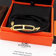 Fortok Hermes Double-loop H leather Bracelet Orange / Brown / Dark Blue / Black - 5