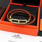 Fortok Hermes Double-loop H leather Bracelet Orange / Brown / Dark Blue / Black - 3
