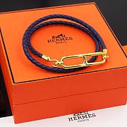 Fortok Hermes Double-loop H leather Bracelet Orange / Brown / Dark Blue / Black - 2