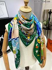 Fortok Hermes Cruise Double-sided Square Scarf Green 140x140cm - 1