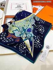 Fortok Hermes Cruise Double-sided Square Scarf Dark Blue 140x140cm - 5